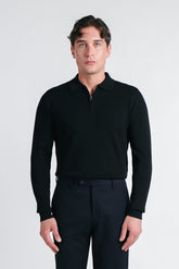 MAGLIA POLO MEZZA ZIP IN COSTINA NERO